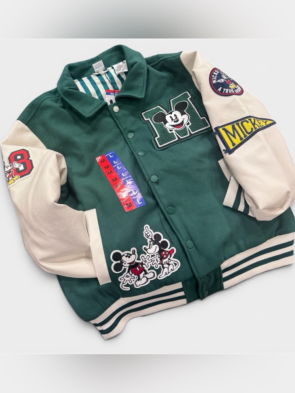 NWT Disney Black and White Mickey Varsity Jacket Unisex Men/M Women/L